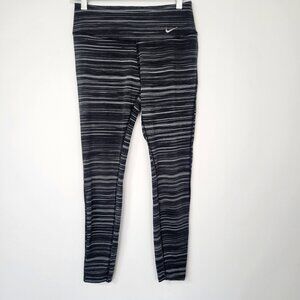 Nike Dri Fit‎ Black and Gray Striped Leggings Gray Size Medium
